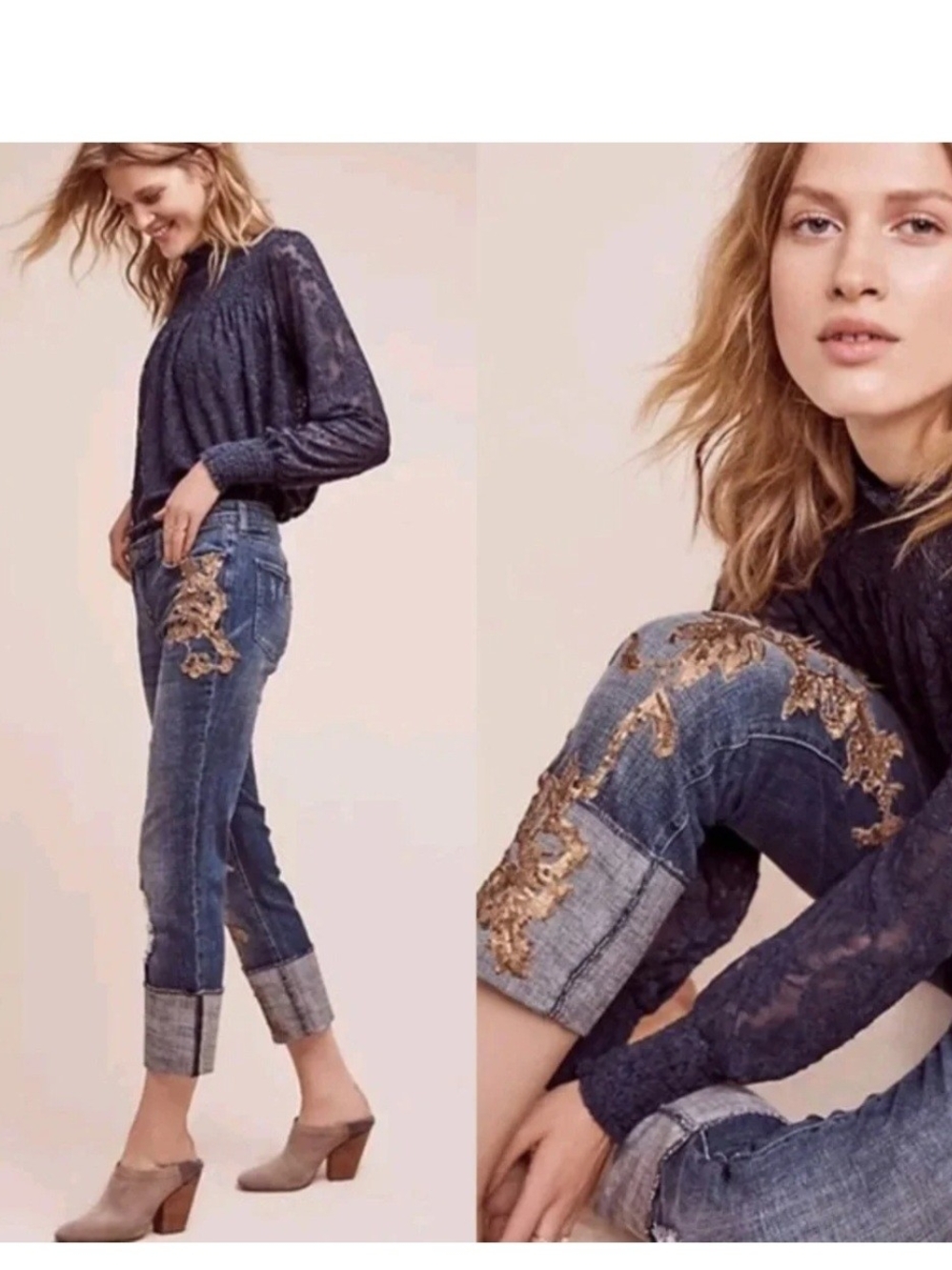NWT Pilcro Appliqué Hyphen Mid-Rise Jeans, 27